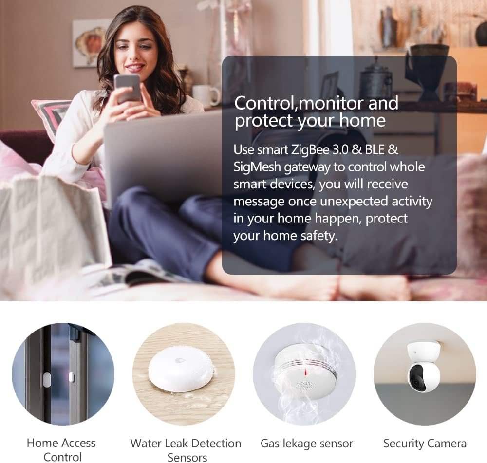 eMylo 5.0 Bluetooth&3.0 ZigBee Gateway 3 In 1 Wireless Remote Control Gateway Smart Bluetooth ZigBee WiFi Hub for Home Automation Compatiable with Alexa, Google Home work with Smart Life/Tuya App