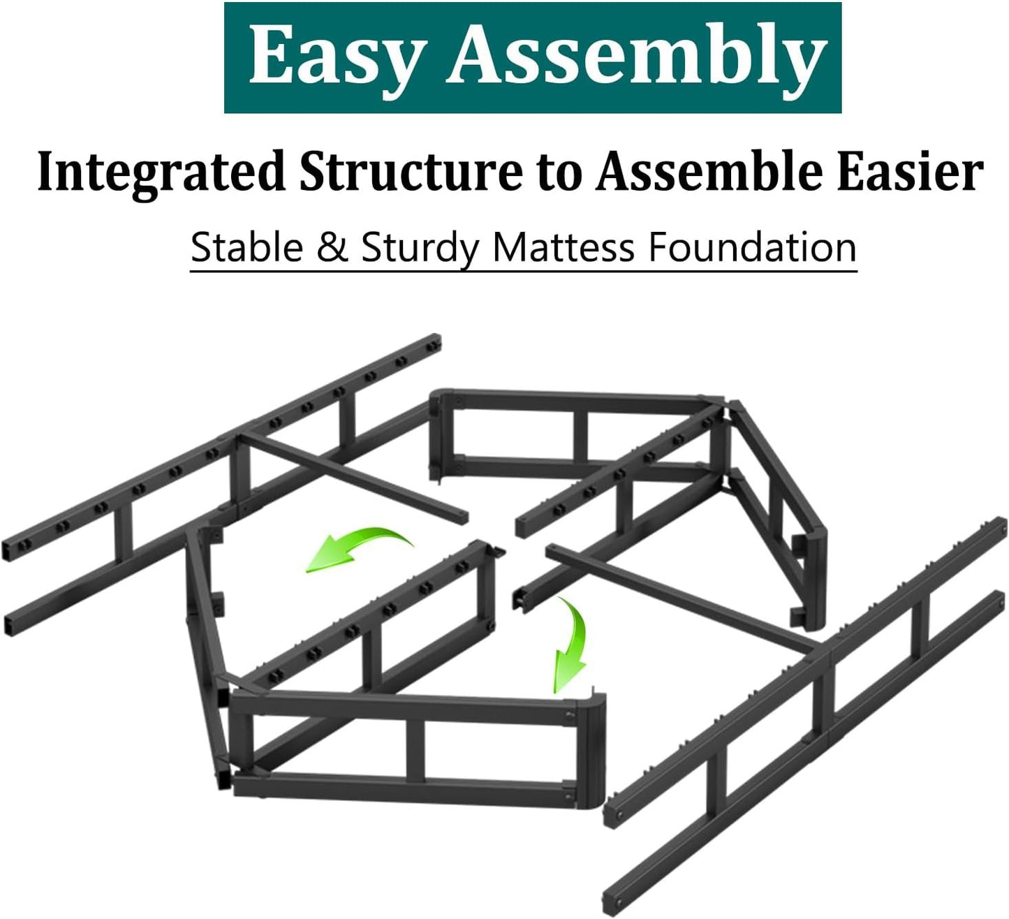 LAKKURI 5 Inch High King Size Bed Frame Low Profile, Metal Platform Bed Frame King No Box Spring Needed, Mattress Foundation, Easy Assembly, Heavy Duty, Noise Free