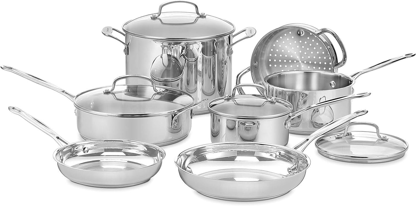 Cuisinart 77-11G Chef's Classic Stainless 11-Piece Cookware Set, Silver