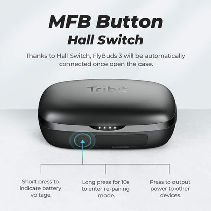 Tribit Wireless Earbuds,150H Playtime Bluetooth 5.2 IPX8 Waterproof Touch Control Ture Wireless Bluetooth Earbuds with Mic Earphone in-Ear Deep Bass Built-in Mic Bluetooth Headphones, Flybuds 3