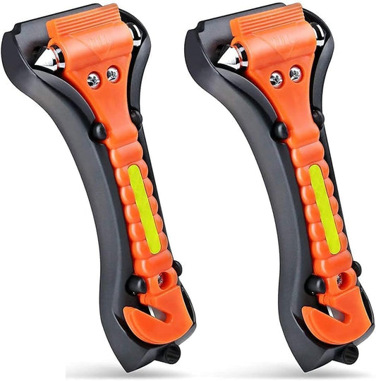 Car Window Breaker and Seatbelt Cutter, Car Emergency Escape Tool with Glass Breaker Seat Belt Cutter, 2-in-1 Car Safety Hammer, Premium Carbon Steel Automotive Life Rescue Tools Kit, 2 Packs