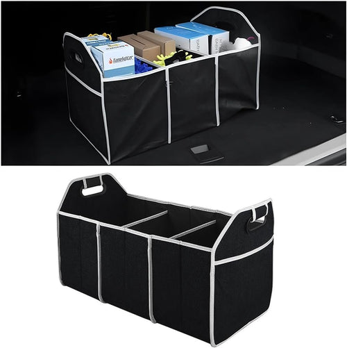 TSUGAMI Car Trunk Organizer, Foldable Storage Organizer with 3 Compartments, Large Capacity Storage Box for Auto, Portable Waterproof Bag for Cargo Trunk, Universal for SUV, Truck, Van