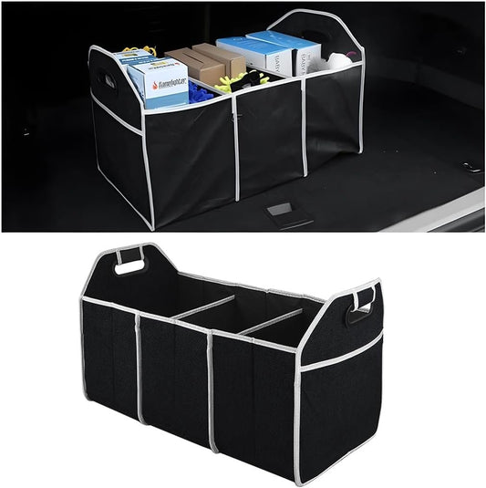 TSUGAMI Car Trunk Organizer, Foldable Storage Organizer with 3 Compartments, Large Capacity Storage Box for Auto, Portable Waterproof Bag for Cargo Trunk, Universal for SUV, Truck, Van