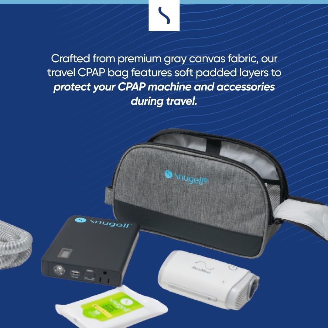 Snugell AirMini CPAP Travel Case – Compact, Lightweight Carry Bag for CPAP Machine – Organized Storage with Versatile Pockets for Accessories – Durable, Convenient, Travel-Friendly – Bag Only Included