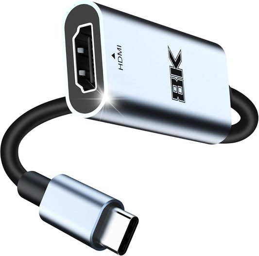 Boreguse USB C to HDMI 2.1 Adapter[8K@60Hz,4K@144Hz], Type C to HDMI 2.1 Adapter[48Gbps/HDCP2.3/HDR], Thunderbolt 3/4 to HDMI Converter/Thunderbolt 4 to HDMI 2.1 for Laptop, Tablet,iPhone 15 Series
