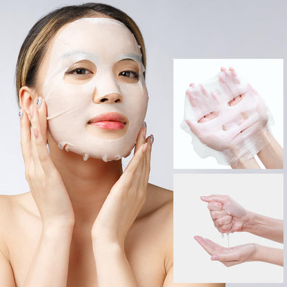 Triple Hyaluron Hydrating Mask for Dry and Sensitive Skin, Anti Aging, Tightening and Moisturizing, Korean Vegan Beauty, Hyaluronic Acid, Caffeine, Vitamin C 10EA