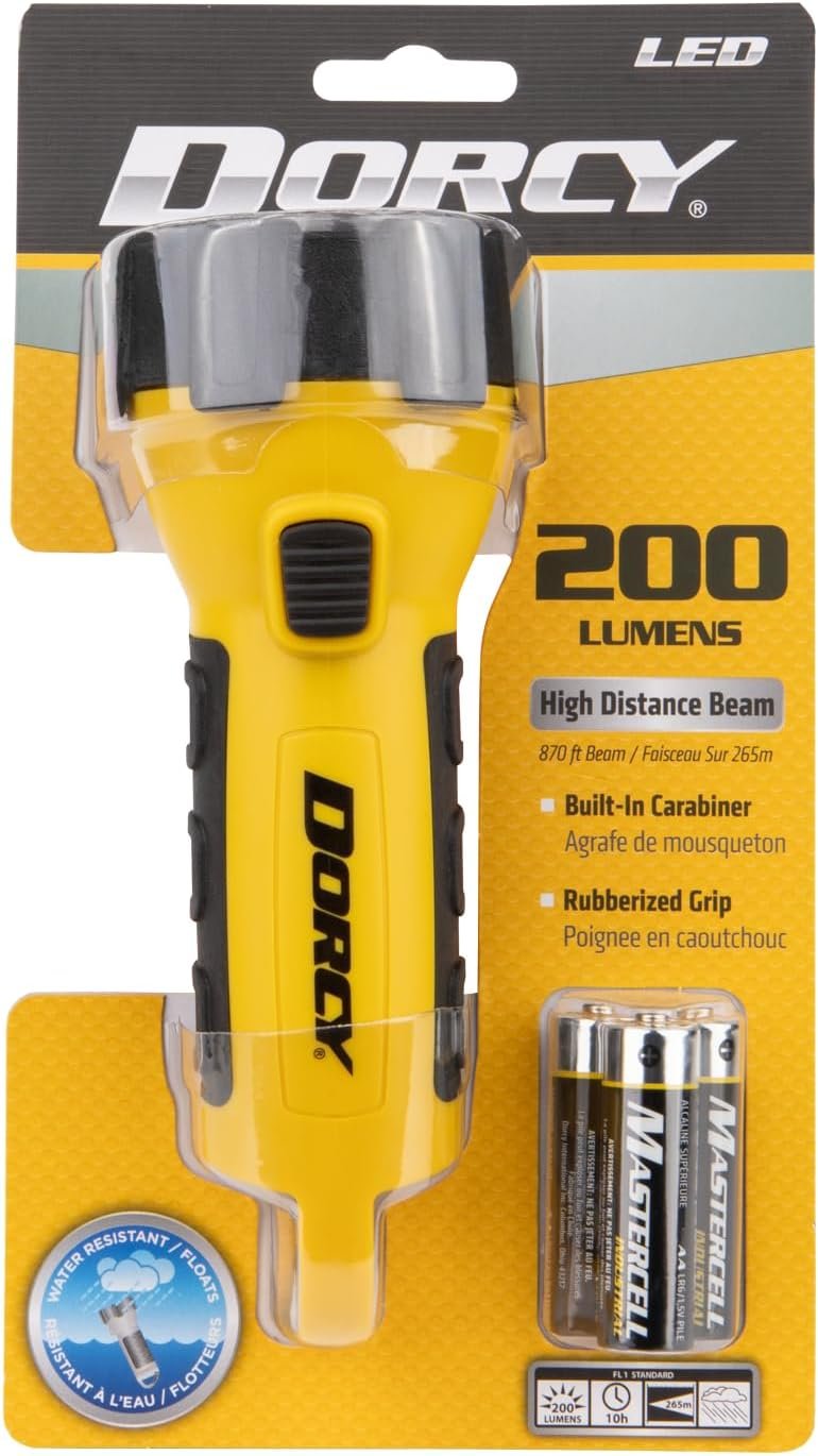 Dorcy 150-Lumen Waterproof Floating LED Flashlight with Carabiner Clip, Yellow (41-2521)