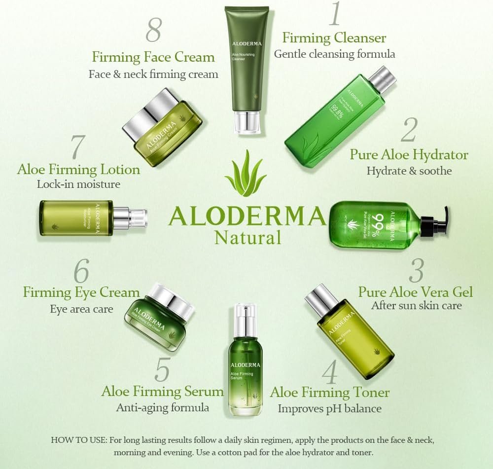 Aloderma Firming Face Serum with 64% Organic Aloe Vera - Age-Defying Face Plumping Serum for Radiant Skin - Tighten Skin, Reduce the Appearance of Fine Lines & Wrinkles with Hyaluronic Acid, 1.7 Oz