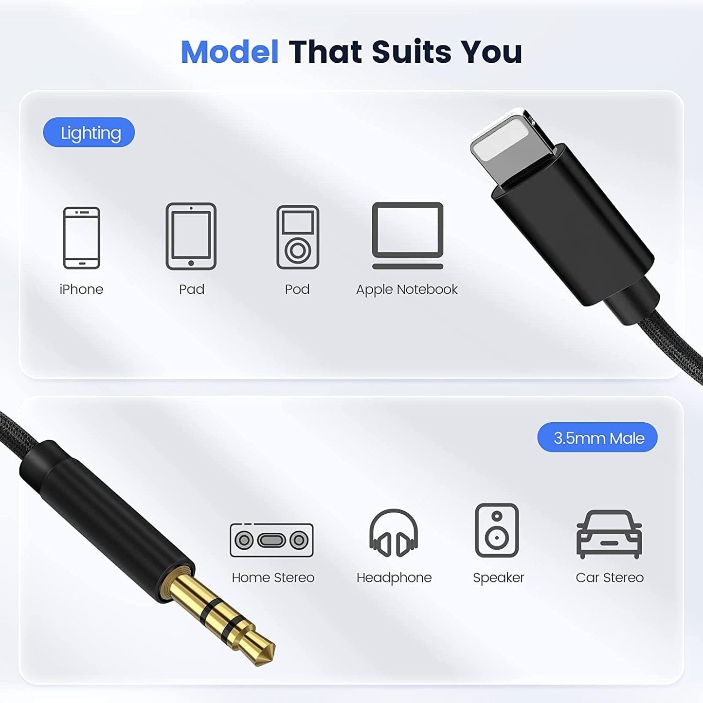 (Apple MFi Certified) AUX Cord for iPhone,Lightning to 3.5mm AUX Audio for Car Stereo Headphone Jack Cable Adapter Compatible for iPhone 14/13/12/11/XR/X/8/7/Speaker/Home Stereo/Headset/All iOS-3.3ft