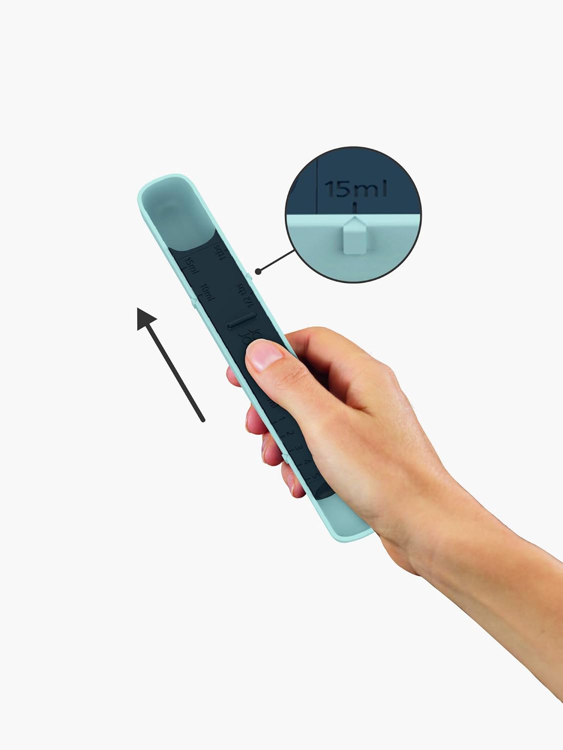 Joseph Joseph Measure-Up Adjustable Measuring Spoon for Wet and Dry Ingredients, BPA Free, Blue