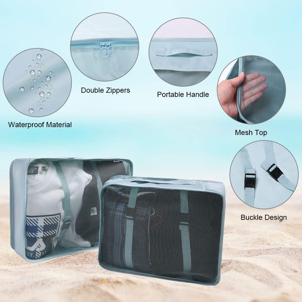 OSDUE Luggage Organizer, 6 Pieces Travel Cube System, Separators Travel Pouches, Travel Organizers, Clothing Underwear Footwear Organizers Sacks Storage Suitcase Set