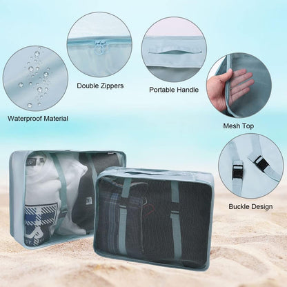 OSDUE Suitcase Organizer, 9 Pieces Travel Cube System, Separators Travel Pouches, Travel Organizers, Clothing Underwear Footwear Organizers Sacks Storage Suitcase Set