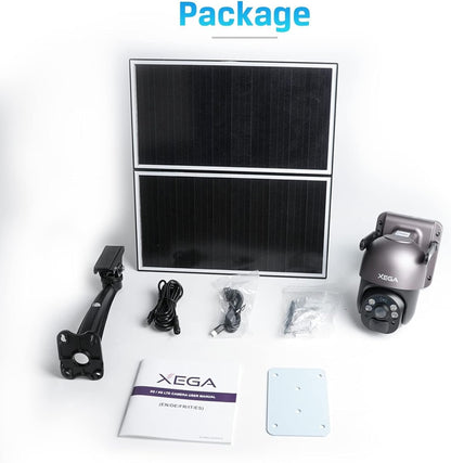 Xega 4G LTE Security Camera with 20W Solar Panel 20,000mAh Battery SIM Card Solar Powered Security Camera Outdoor Wireless, 2K HD Color Night Vision CCTV, PIR Detection, IP66 [Energy Class A+++]