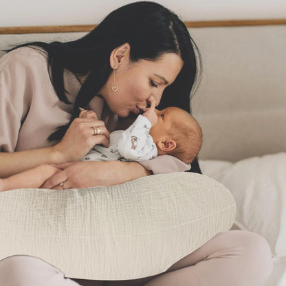 lethooly Nursing Pillow Cover,Muslin Cotton,Removable Cover for Breastfeeding Pillows, 2-Pack Pillow Covers, Ultra-Soft Baby Nursing Pillow, Fits Newborn Feeding Pillow 22.5IN*18IN (Sand), FHFHR-3D