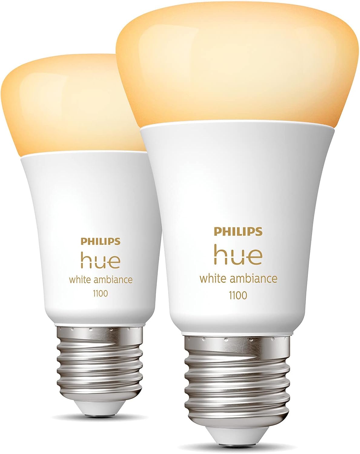 Philips Hue New White Ambiance Smart Light Bulb 2 Pack 75W - 1100 Lumen [E27 Edison Screw] with Bluetooth. Compatible with Alexa, Google Assistant and Apple Homekit.