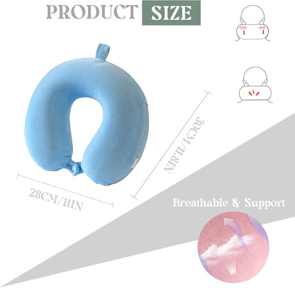 Gluck Plants Travel Pillow,Neck Pillow for Traveling U Shaped Memory Foam Blue Portable Headrest Sleep Airplane Travel Neck Pillow for Flight,Car & Home,Office