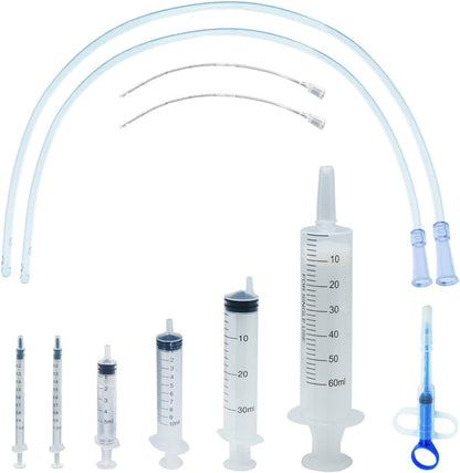 Puppy Feeding Tube Kit Pet Nursing Nipple Includes Kendall Feeding Tubes,60/30/10/5/1ML Syringes,Feeding Tubes for Puppies Kitten Nestling Feeding Tool for Small Animals(13 Pack)
