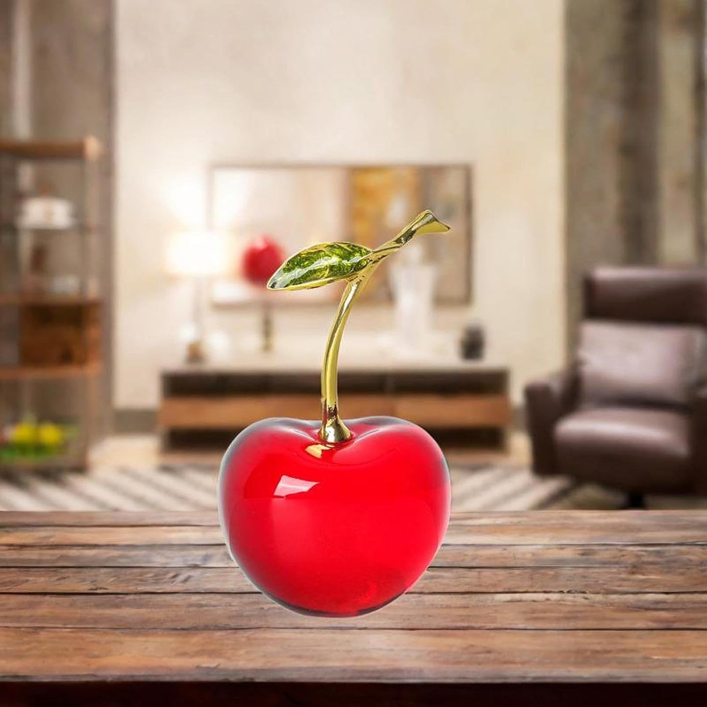 yuksok Fruit Cherry Statue Modern Cherry Figurine Cute Coffee Table Embellishment Tabletop Centerpiece for Car Dashboard Dining Room