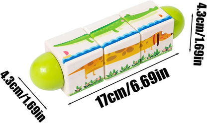 mivceklw Wooden Building Blocks, Rotating Puzzle Game, Handeye Coordination Development, Educational Toy for Preschool Classroom and Home Play, 6.69x1.69x1.69 Inches
