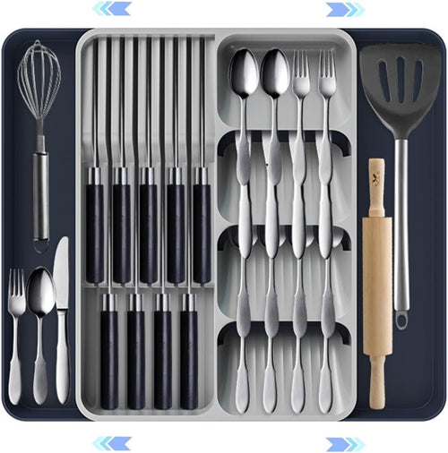 Expandable Kitchen Drawer Organizer, Cutlery Drawer Organizer, Cutlery Organizer for Kitchen for Knife, Spoons, Forks, Flatware, Utensils, Cutlery, Accessories or Gadgets