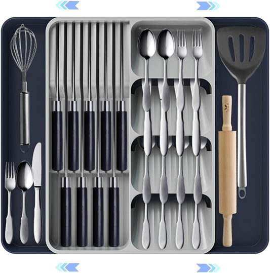 Expandable Kitchen Drawer Organizer, Cutlery Drawer Organizer, Cutlery Organizer for Kitchen for Knife, Spoons, Forks, Flatware, Utensils, Cutlery, Accessories or Gadgets