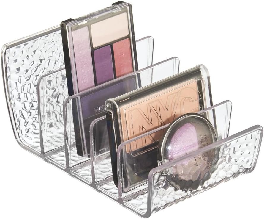 iDesign Rain Vertical Textured Plastic Palette Organizer for Storage of Cosmetics, Makeup, and Accessories on Vanity, Countertop, or Cabinet, 9.25" x 3.86" x 3.20", Clear