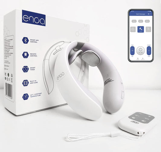ENOA M5 Intelligent Neck Massager with EMS/TENS, 6 Modes, 18 Levels, Heat 42°C, App and Remote Control, Rechargeable - Relief for Neck Pain and Fatigue
