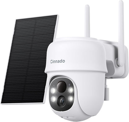 Security Cameras Wireless Outdoor-2K Cameras for Home Security Outside Solar/Battery Powered 2.4G WiFi, 360° Color Night Vision,2 Way Audio, PIR Human Detection,Compatible with Alexa