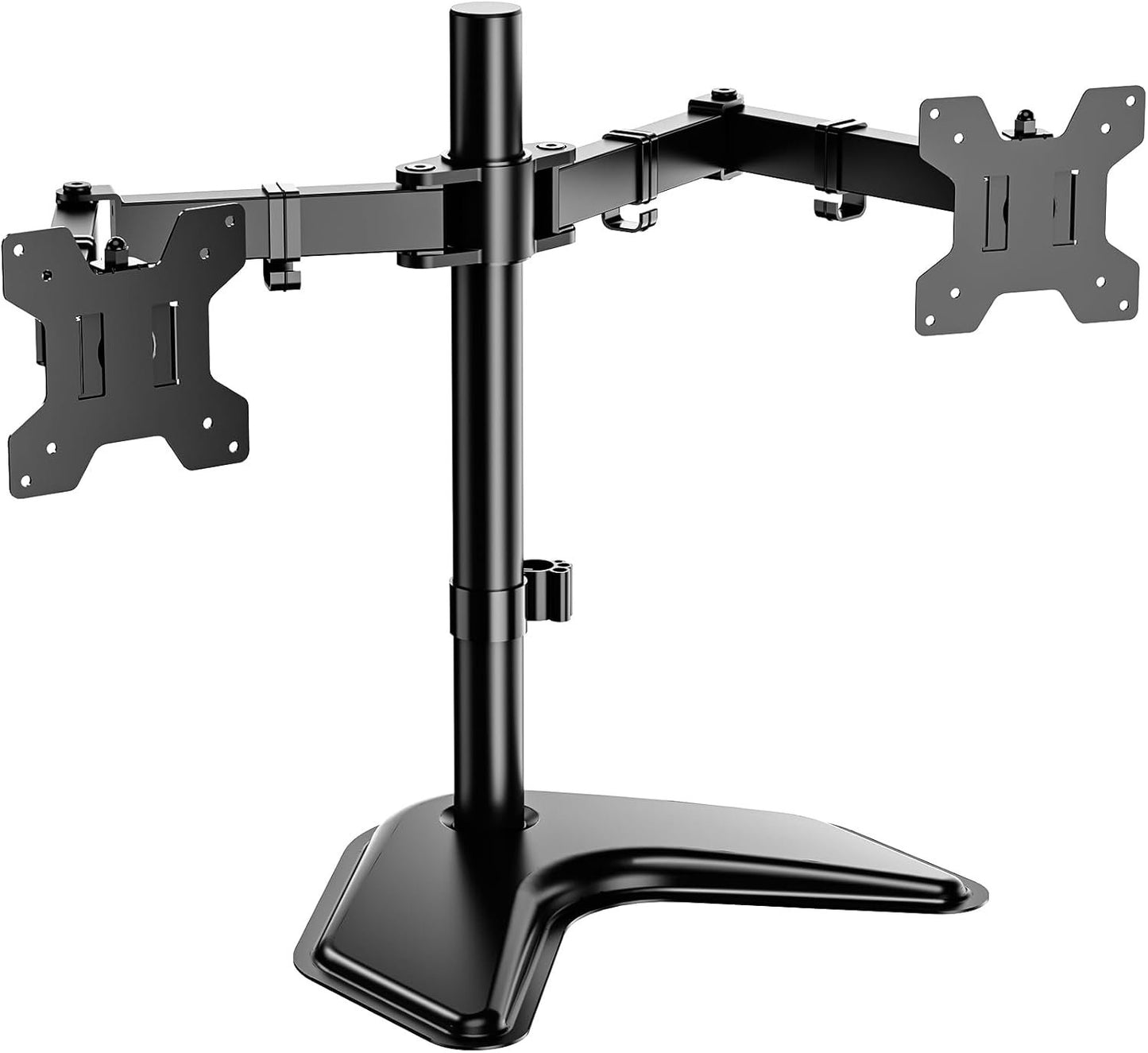 WALI Dual Monitor Stand, Free Standing Desk Mount for 2 Monitors up to 27 inch, 22 lbs. Weight Capacity per Arm, Fully Adjustable with Max VESA 100x100mm (MF002), Black…