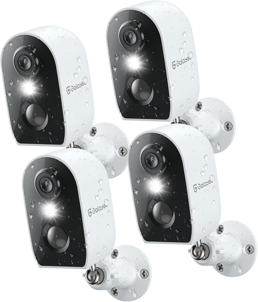 GALAYOU Cameras for Home Security Outside-2K Battery Powered WiFi Surveillance Indoor/Outdoor, Security Cameras with Motion Siren, Color Night Vision Waterproof, Cloud/SD Storage 2.4Ghz WiFi