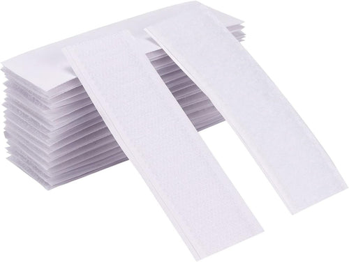 Hook and Loop Fasteners Strips White Double Sided Mounting Adhesive Tape for Home Office Organization (12 Pairs, 1.2x4 Inch)
