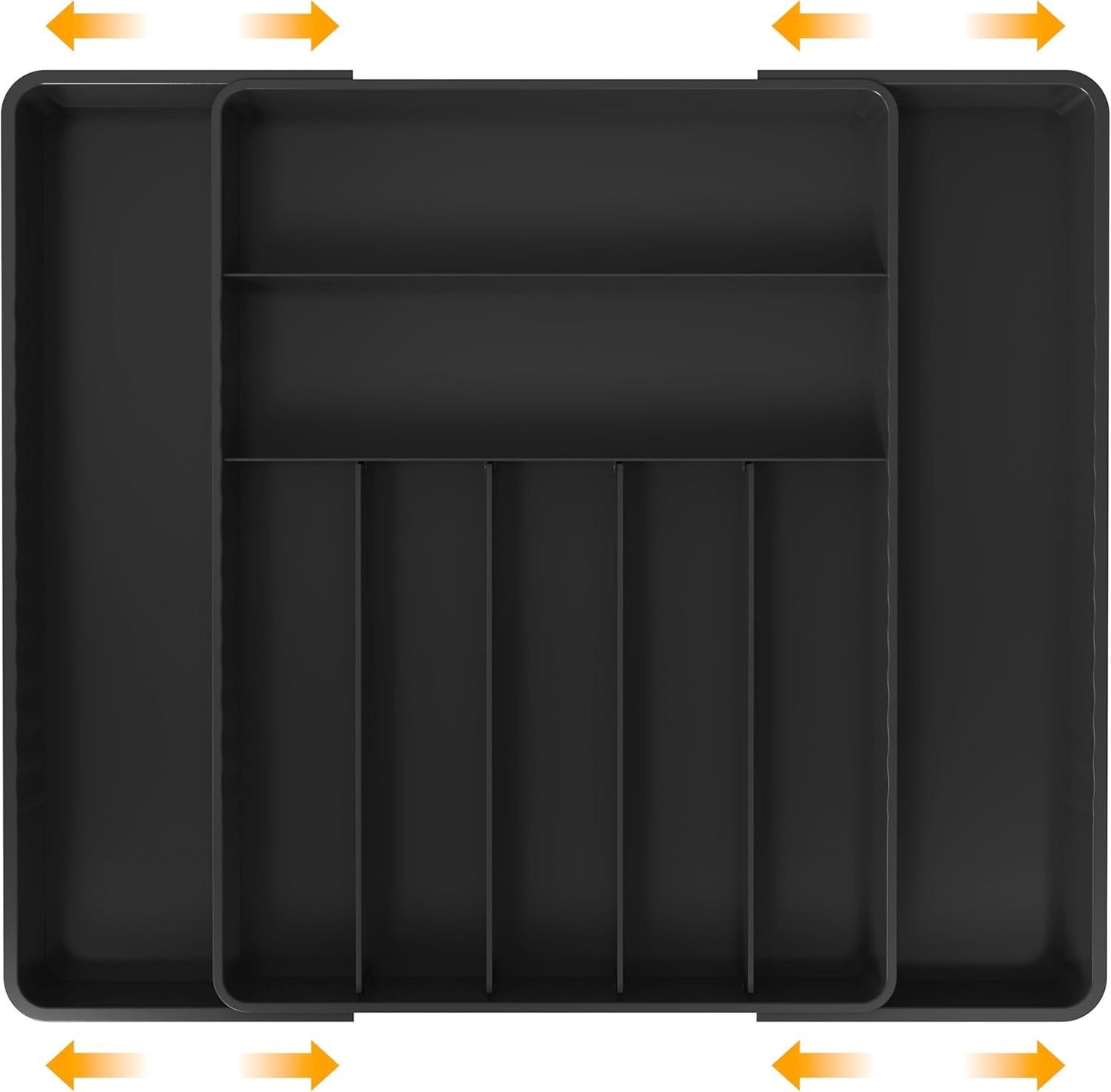 Simple Houseware Cutlery and Utensil Tray Drawer Organizers, 13 to 25 Inches Expandable Width for Kitchen, Black