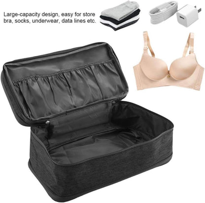 Travel Underwear Organizer, Travel Bra Organizer Bag, Used for Underwear Compartment Box, Bras, Socks, Handkerchiefs and Ties (Black)