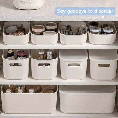 Plastic Storage Bins, Set of 6 Storage Boxes with 4 Lids, Storage Basket with Handle, Versatile Storage Box for Bathroom, Kitchen, Office, Living Room