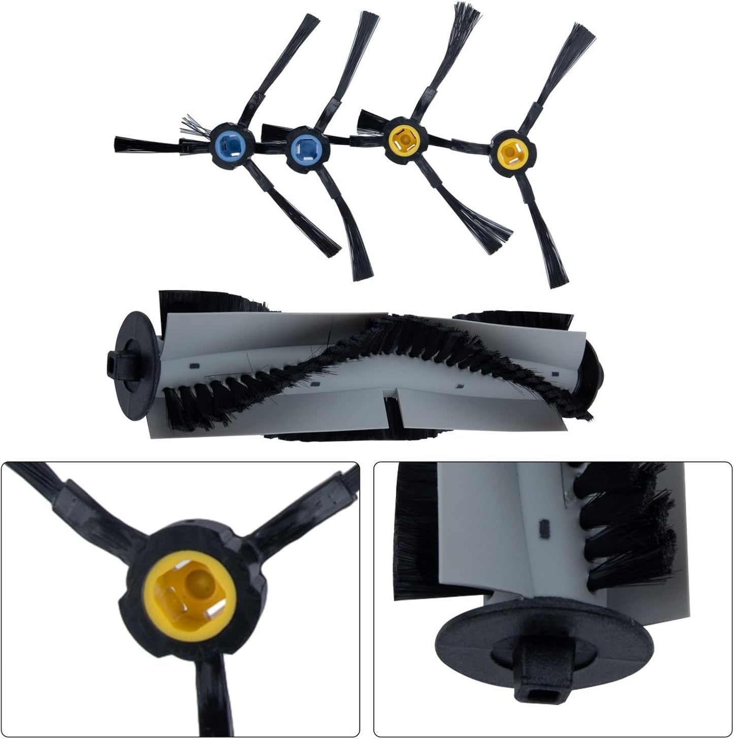 Jonikuper Essential Cleaning Tools - Set di spazzole a rullo di ricambio e spazzole laterali per Silvercrest SSR1 SSRA1, compatibile con modelli di ricambio