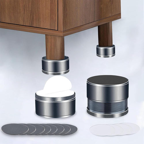 Niciksty Set of 4 Adjustable Metal Furniture Feet Height 23-42 mm, Bed Riser, Table Riser, Chair Riser, Sofa Riser, Silver
