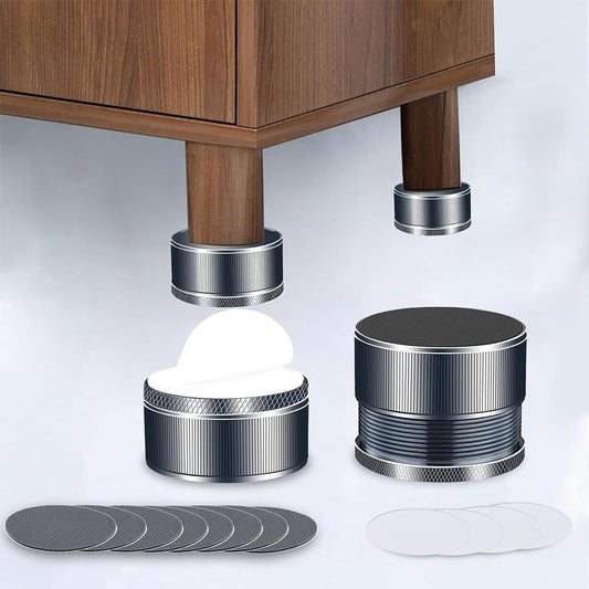 Niciksty Set of 4 Adjustable Metal Furniture Feet Height 23-42 mm, Bed Riser, Table Riser, Chair Riser, Sofa Riser, Silver