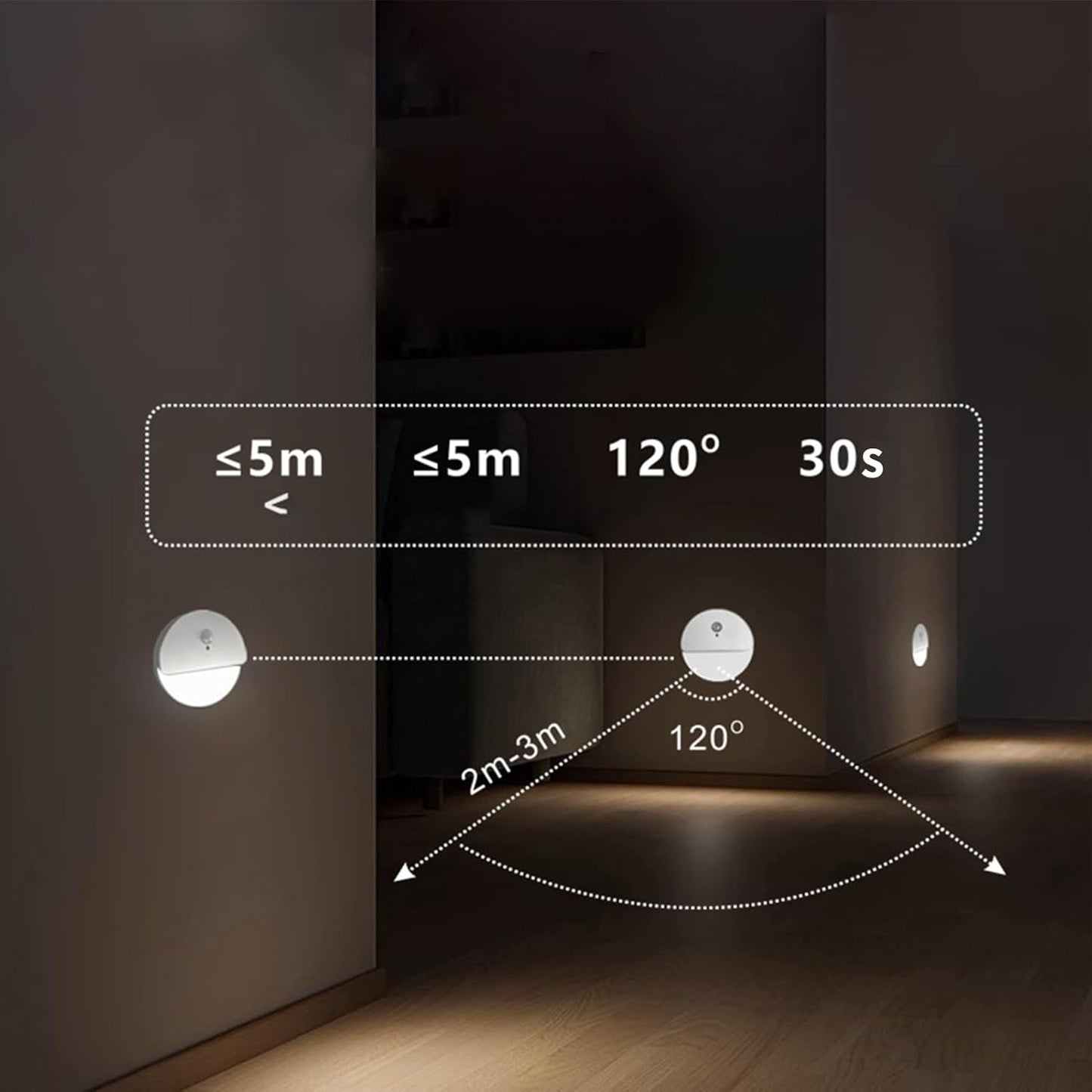Generico Battery Operated Wall Sconce, Bedroom Lamp Night Light, Cordless Motion Sensor, Rechargeable Ambient Lighting, Ideal for Room Decor, Bedside, Kitchen, Under Cabinet
