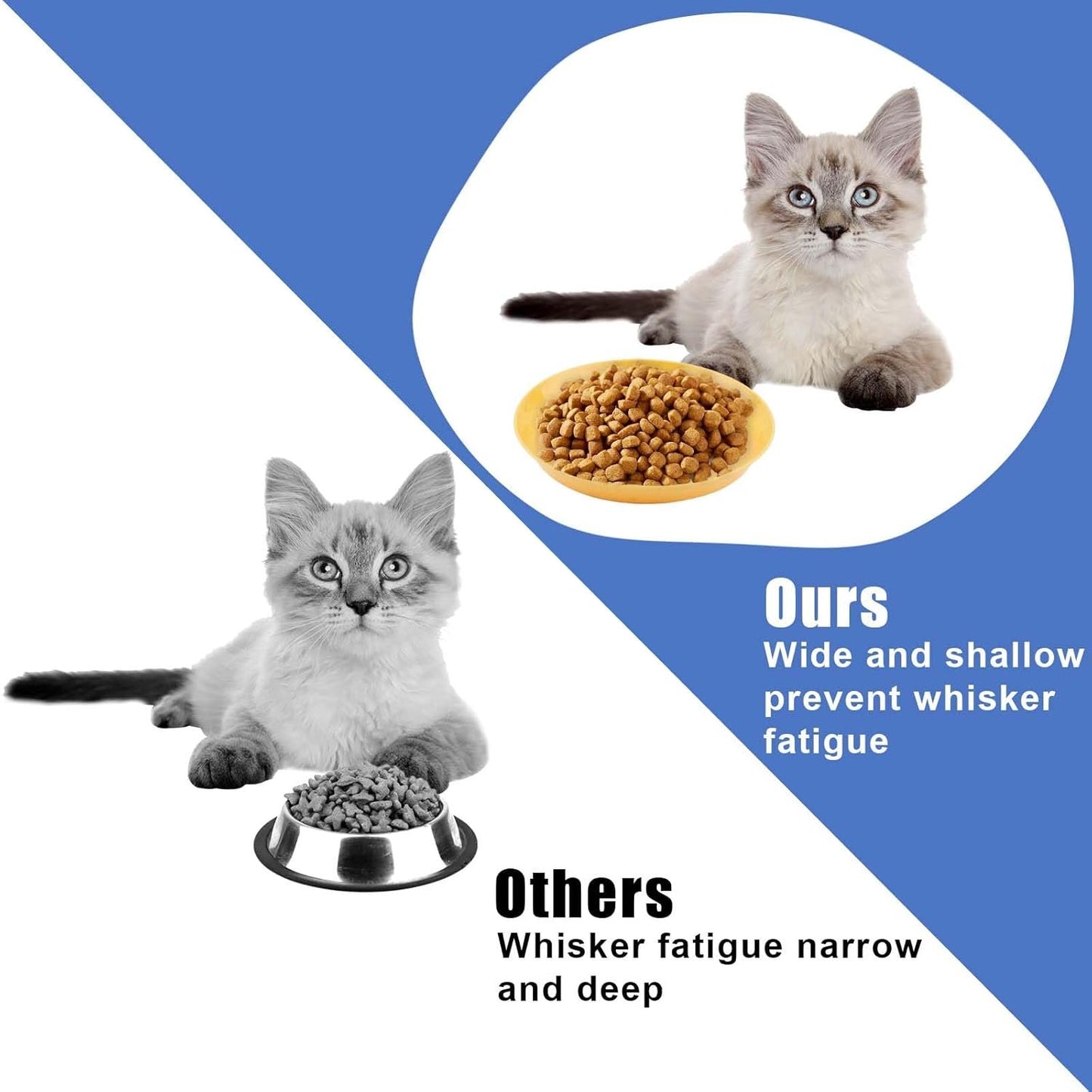 8pcs Cat Food Bowls, 6 inch Whisker Fatigue Cat Bowls for Food and Water Wheat Straw Shallow Wide Cat Dish Plates Colorful Kittens Wet Feeding Watering Tray for Pet Cats Dogs