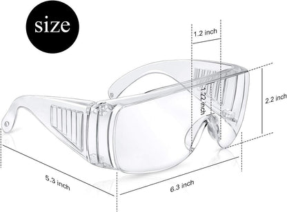 6 Pairs Clear Safety Glasses Over Eyeglasses Goggles Clear Glasses Anti- Fog/ Scratch Eye Protection Polycarbonate Protective Eyewear Safety Goggles For Shooting, Lab, Outdoor, Workplaces