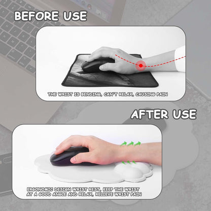 Juome Mouse Cloud Wrist Rest Pad, Ergonomic Mouse Pad with Memory Foam, Cute Mouse Pad Wrist Support for Computer, Laptop, Mac, Gaming, Home Office (White)