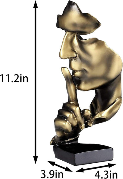 aboxoo Thinker Statue, Silence is Gold Abstract Art Figurine, Modern Home Resin Sculptures Decorative Objects Piano Desktop Decor for Creative Room Home, Office Study (Gold)