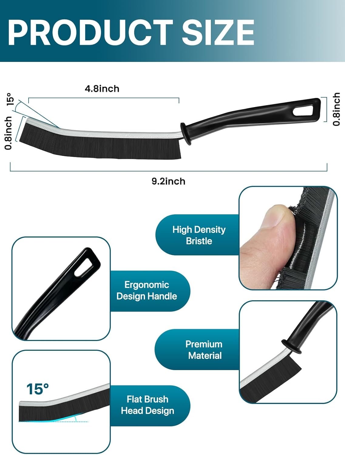 6Pcs Hard Bristle Crevice Cleaning Brush, Multifunctional Premium Crevice Cleaning Tool, Designed for Cleaning Narrow Spaces, Suitable for Toilet, Faucets,Kitchen,Grout, KOSPRIE