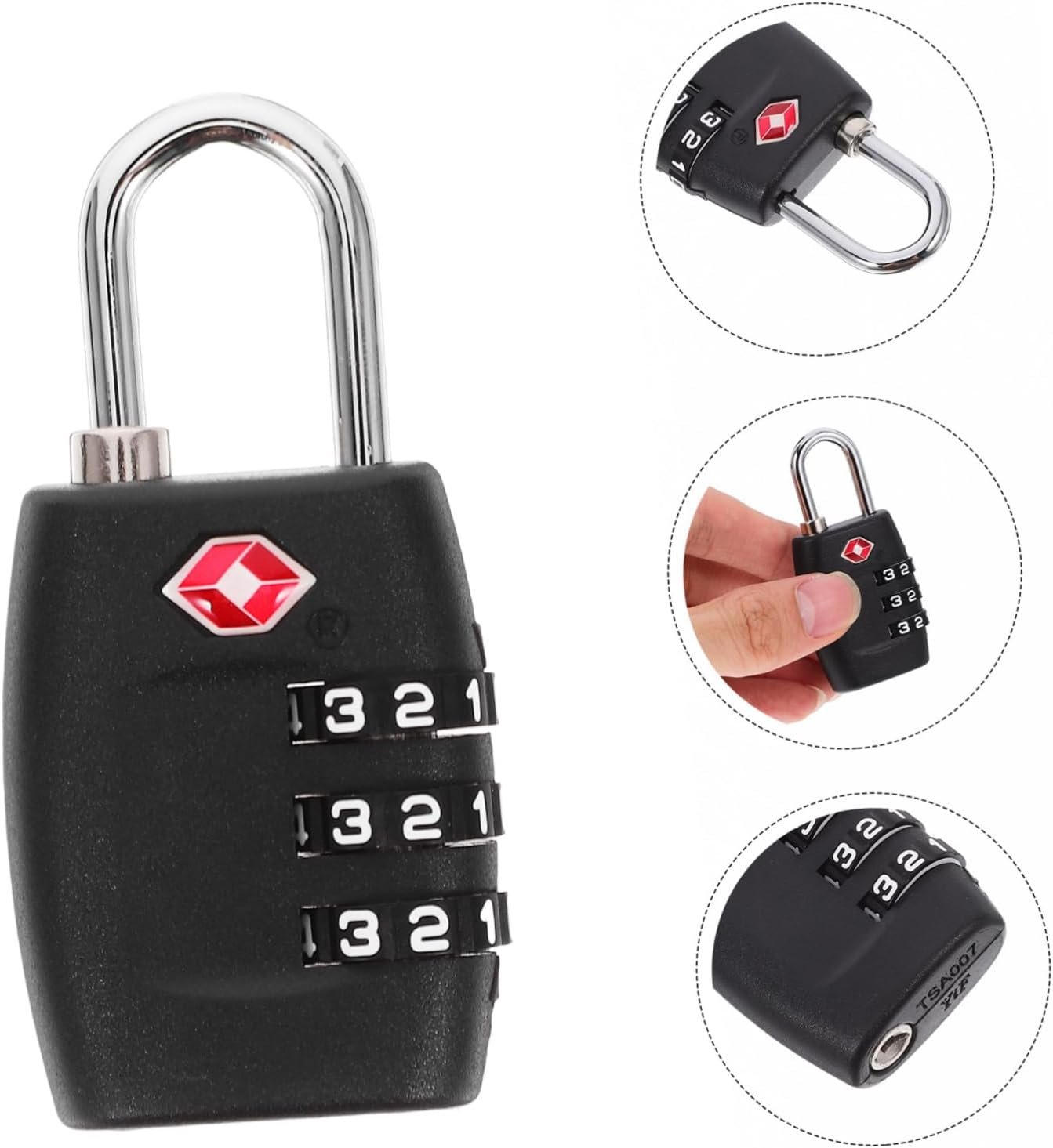 Outanaya -335 Padlock Luggage Padlock Combination Lock Approved for Luggage Security 3- Combination Travel Security Cable Lock