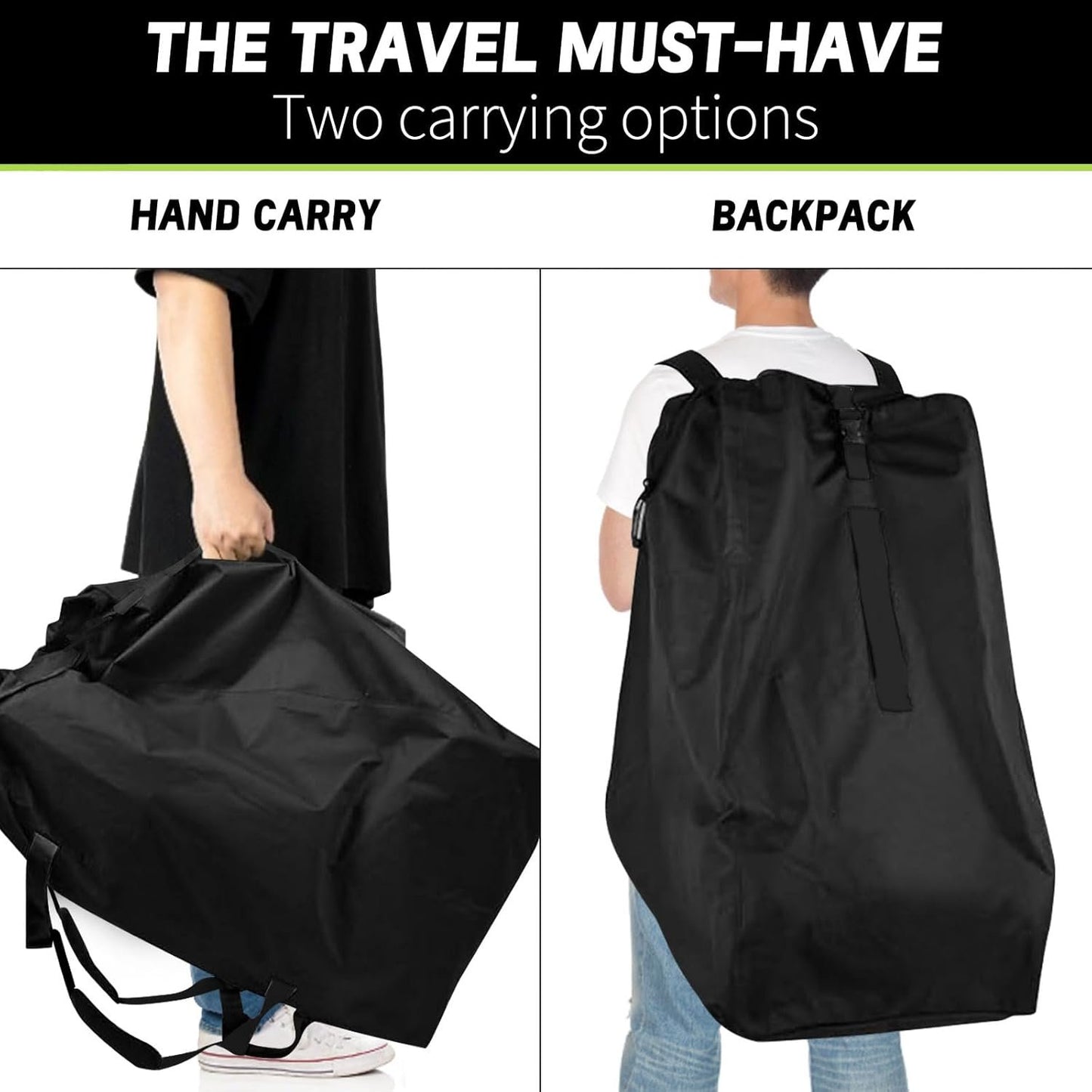 DoxCot Baby Car Seat Travel Bag for Airplane - Universal Fit (16.9" x 16.9" x 33.5"), Duty 900D Nylon, Water-Resistant, Padded Backpack Straps for Comfort - Easy Carry Car Seat Bags for Air Travel
