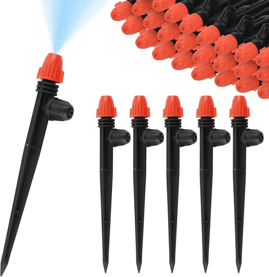 50 pezzi 1/4" Gocciolatori Irrigazione Goccia, Kalolary Anti Goccia Bloccato Parti Spruzzatore Irrigazione Goccia Tubi 4/7 mm Gocciolatori Nebulizzazione Micro Spray Regolabili con Blocco (Arancione)