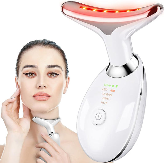 Vibration Lily 7-in-1 Face Neck Massager Face Sculpting Tool Triple-Action Wrinkle Remover Skin Rejuvenation Device with Thermal for Skin Care, Tightening, and Smoothness