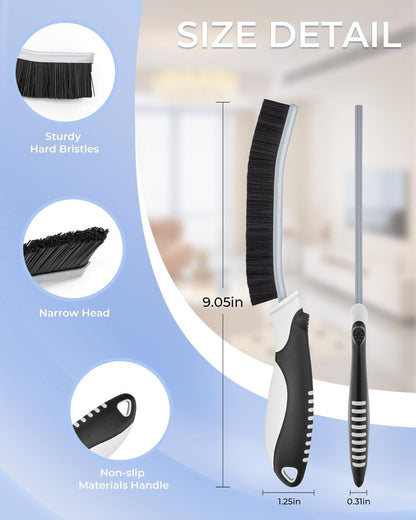 Cleangor Crevice Cleaning Brushes, Scrub Brush for Hard to Reach Small Space, Home Essentials, Cleaning Supplies, Cleaning Tools for Household Use, Bathroom, Shower, Kitchen, Toilet, Window (3, Black)