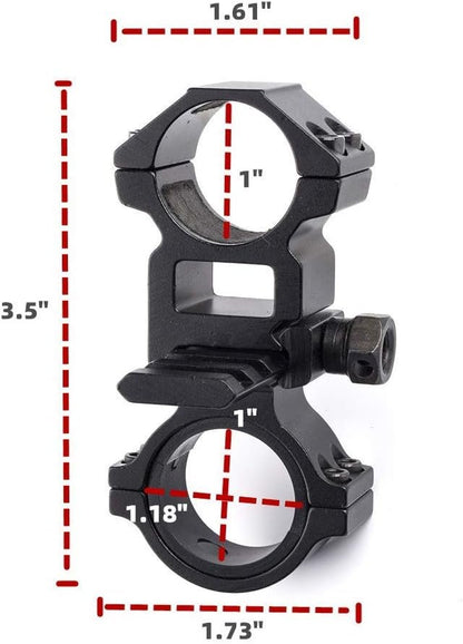 Weltool PM23 Flashlight Mount 1-inch / 30mm Riflescope Rings Barrel Clamp Mount with Picatinny Rail for Magnifiers, IR Flashlights,aim and Night Sight, Tactical Light (Heighten Space)