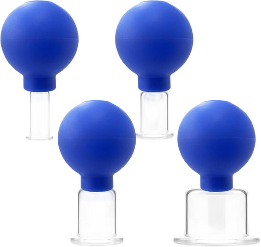 Face Cupping Set(4Pcs), Silicone Vacuum Suction Facial Cupping, Anti Cellulite, Anti Wrinkle and Ageless Skin, for Eyes, Face and Body Facial Set for